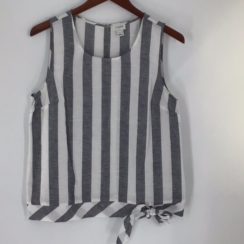 LOFT Sleeveless Top with Gray and White Stripes